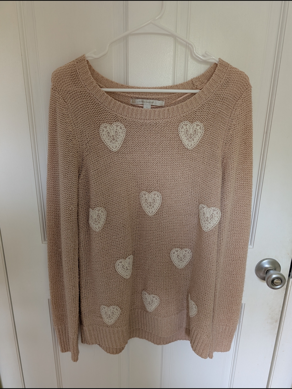 Lauren Conrad Women’s Heart Appliqué Knit Sweater - Size Large